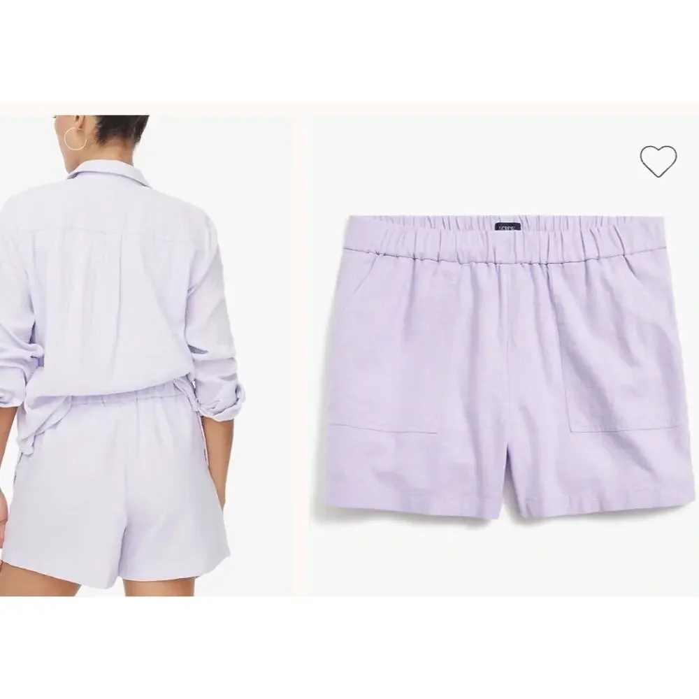 NWT J Crew Factory Linen-blend pull-on short Vintage Lilac Size XXL